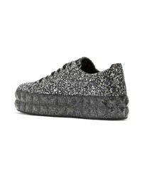 Baskets basses en cuir noires et blanches Emporio Armani