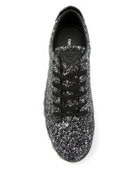 Baskets basses en cuir noires et blanches Emporio Armani