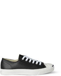 Baskets basses en cuir noires et blanches Converse