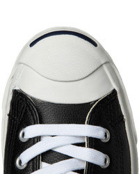 Baskets basses en cuir noires et blanches Converse