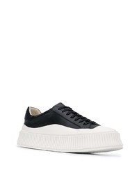 Baskets basses en cuir noires et blanches Jil Sander