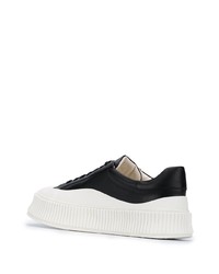 Baskets basses en cuir noires et blanches Jil Sander