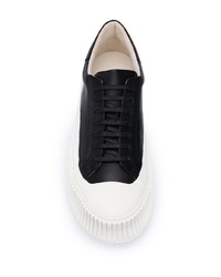 Baskets basses en cuir noires et blanches Jil Sander