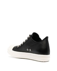 Baskets basses en cuir noires et blanches Rick Owens