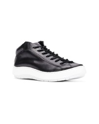 Baskets basses en cuir noires et blanches Trippen