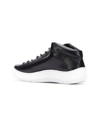 Baskets basses en cuir noires et blanches Trippen