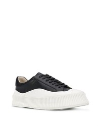 Baskets basses en cuir noires et blanches Jil Sander