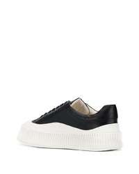 Baskets basses en cuir noires et blanches Jil Sander