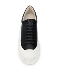 Baskets basses en cuir noires et blanches Jil Sander