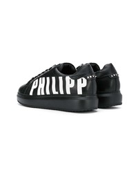 Baskets basses en cuir noires et blanches Philipp Plein