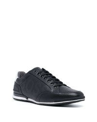 Baskets basses en cuir noires et blanches BOSS