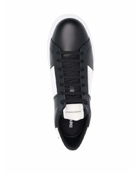 Baskets basses en cuir noires et blanches Emporio Armani