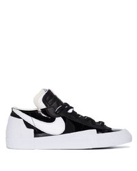 Baskets basses en cuir noires et blanches Nike