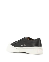 Baskets basses en cuir noires et blanches Marni