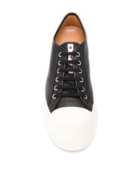 Baskets basses en cuir noires et blanches Marni