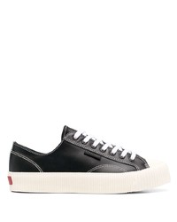 Baskets basses en cuir noires et blanches Superga