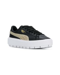 Baskets basses en cuir noires et blanches Puma