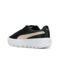 Baskets basses en cuir noires et blanches Puma