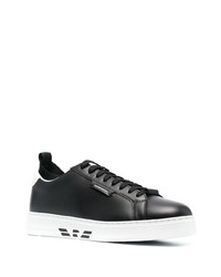 Baskets basses en cuir noires et blanches Emporio Armani