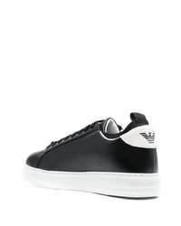 Baskets basses en cuir noires et blanches Emporio Armani