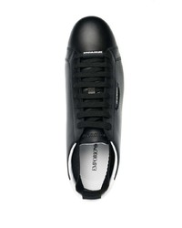 Baskets basses en cuir noires et blanches Emporio Armani