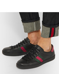 Baskets basses en cuir noires Gucci