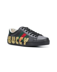 Baskets basses en cuir noires Gucci