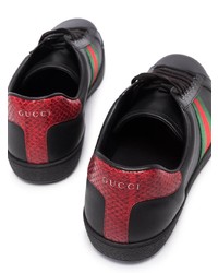 Baskets basses en cuir noires Gucci