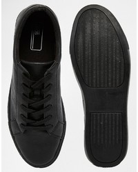 Baskets basses en cuir noires Asos