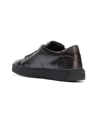 Baskets basses en cuir noires Santoni