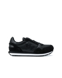 Baskets basses en cuir noires Emporio Armani