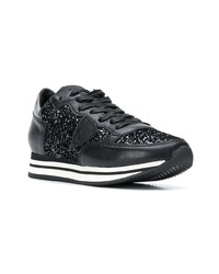 Baskets basses en cuir noires Philippe Model