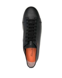 Baskets basses en cuir noires Santoni