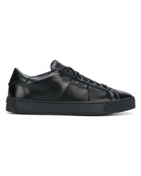 Baskets basses en cuir noires Santoni