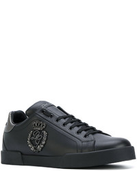 Baskets basses en cuir noires Dolce & Gabbana