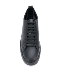 Baskets basses en cuir noires Emporio Armani