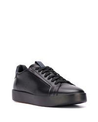 Baskets basses en cuir noires Santoni