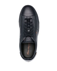 Baskets basses en cuir noires Santoni