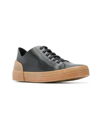 Baskets basses en cuir noires Del Carlo