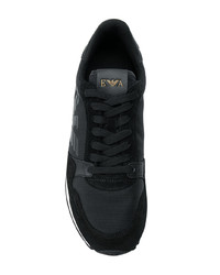 Baskets basses en cuir noires Emporio Armani