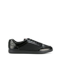 Baskets basses en cuir noires Prada