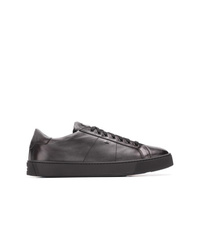 Baskets basses en cuir noires Santoni