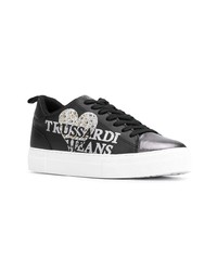 Baskets basses en cuir noires Trussardi Jeans