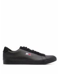 Baskets basses en cuir noires Tommy Jeans