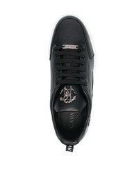 Baskets basses en cuir noires Roberto Cavalli