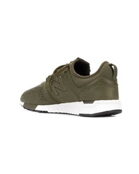 Baskets basses en cuir olive New Balance