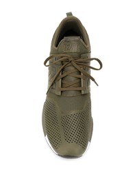 Baskets basses en cuir olive New Balance