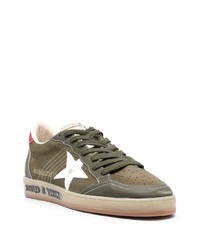 Baskets basses en cuir olive Golden Goose