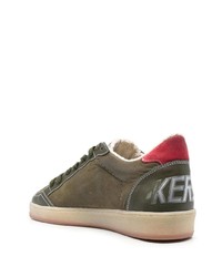 Baskets basses en cuir olive Golden Goose