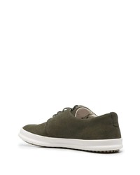 Baskets basses en cuir olive Camper